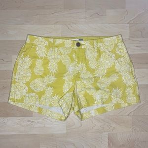 Yellow Pineapple Print Shorts